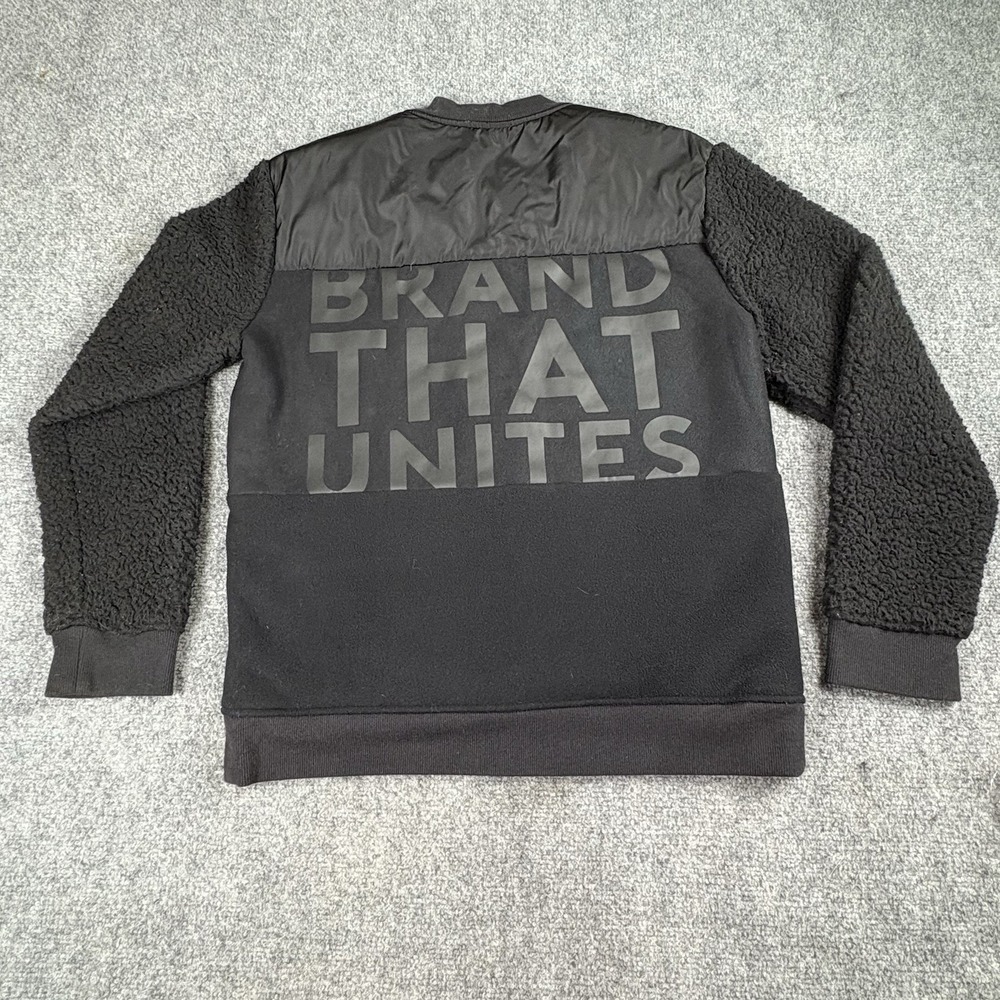 Express EXP Faux Fur‎ Bomber Jacket Men's S Black Graphic Streetwear Athleisure